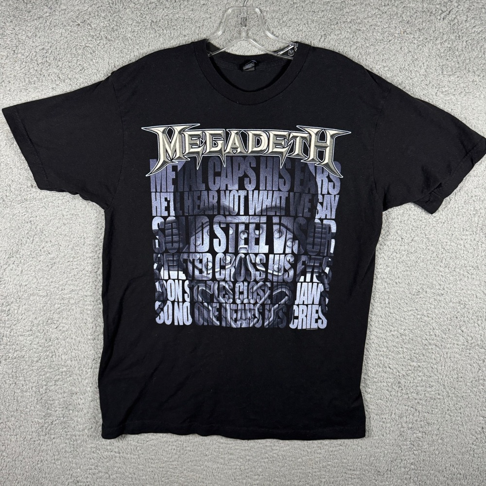 Megadeth Skull Beneath The Skin Lyric Rock Metal Shirt Mens Large Tultex 2014